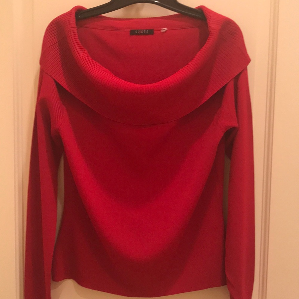 Cyrus drip shoulder red sweater